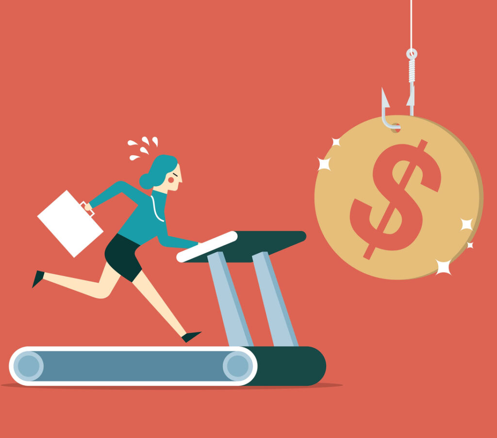 Business woman running on treadmill