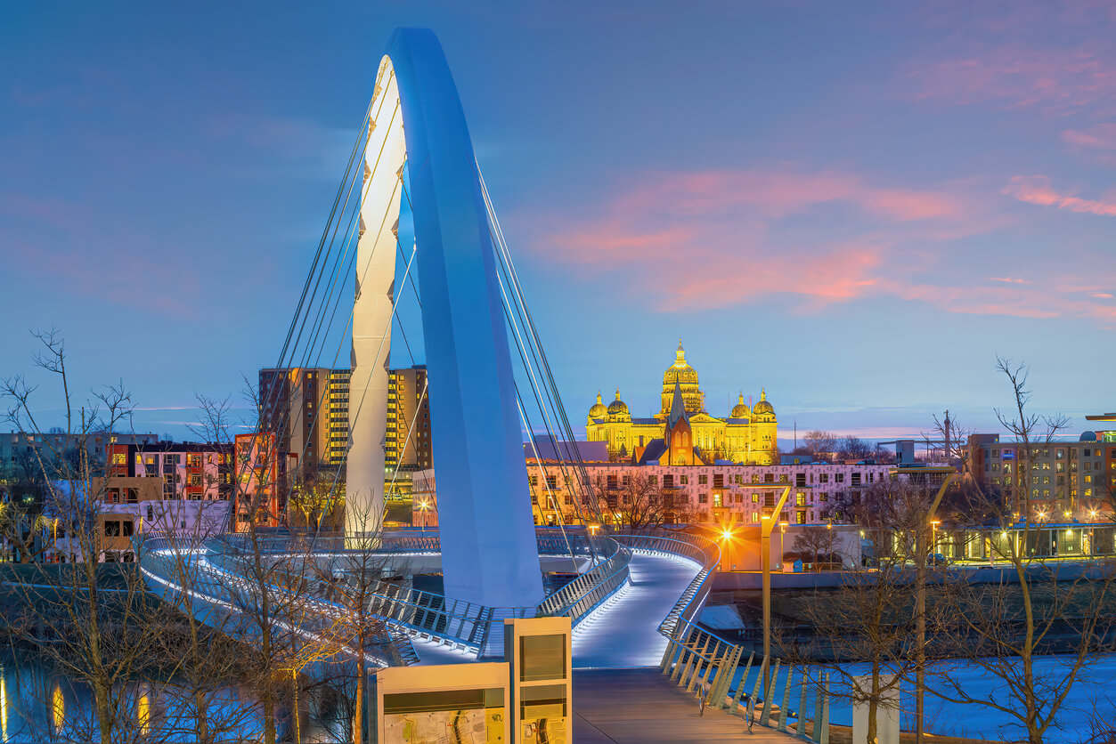 Des Moines city skyline cityscape of Iowa