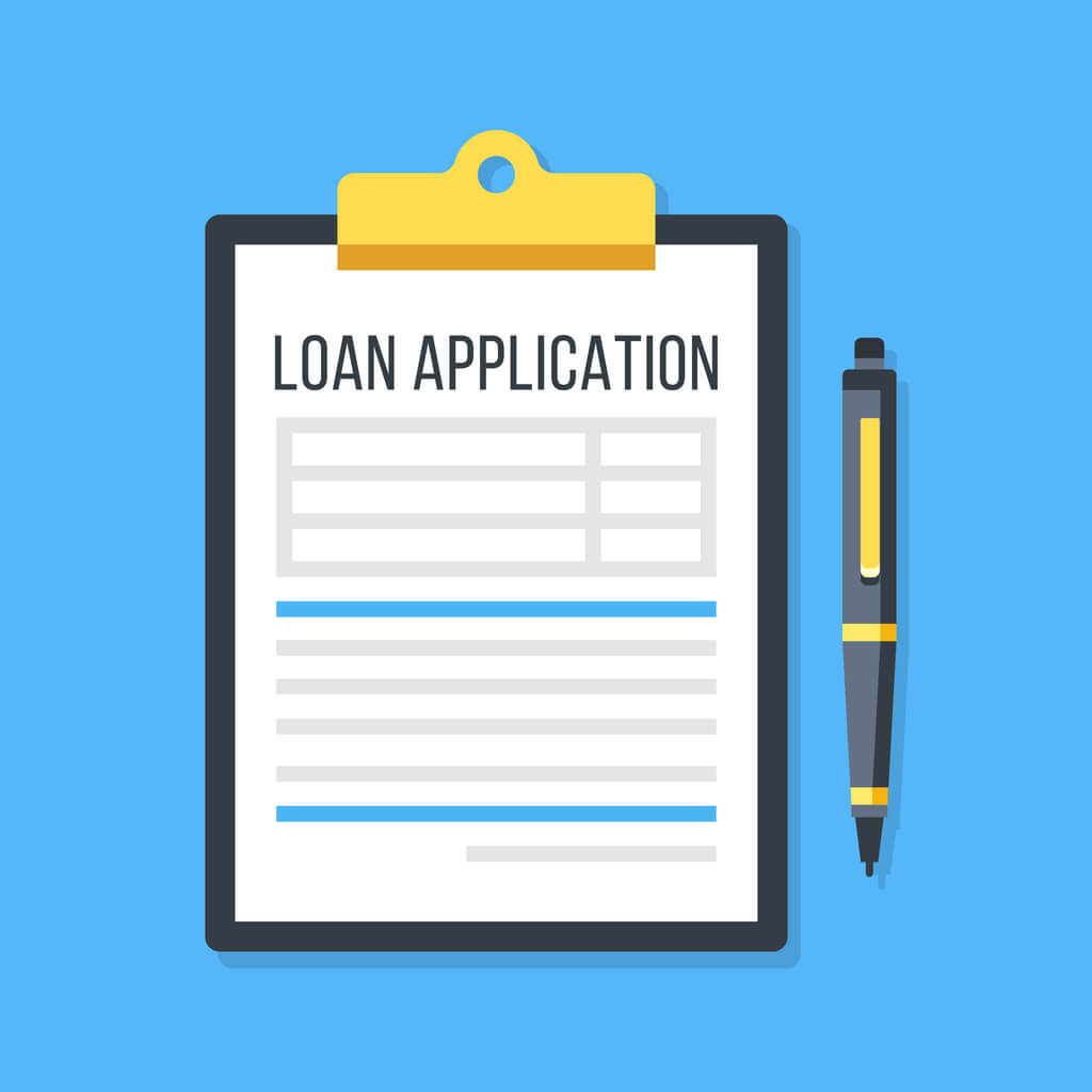 loan application on a clipboard