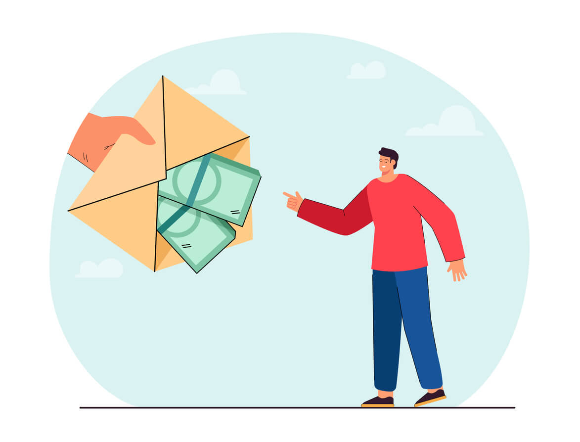 man receiving money in the mail