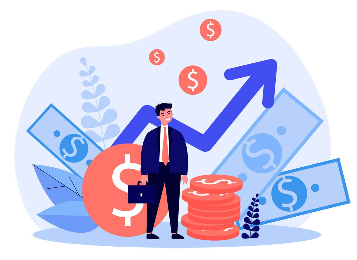 business man in front of money background