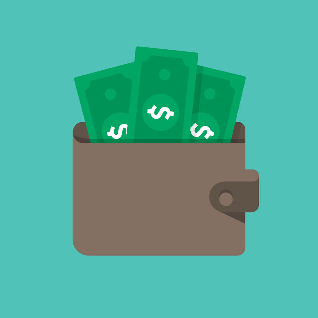 illustration of dollar bills sticking out of a wallet