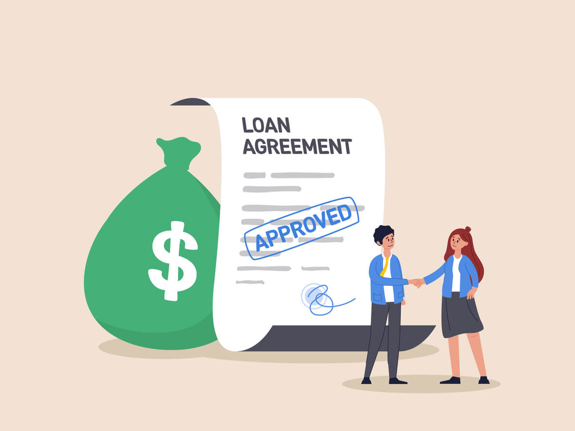 illustration of loan agreement with two people shaking hands