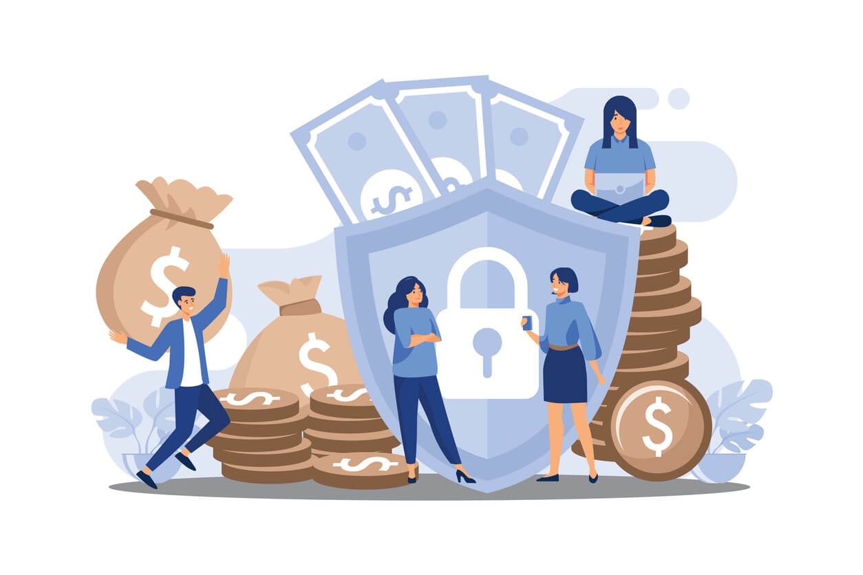 vector flat illustration of money protection concept